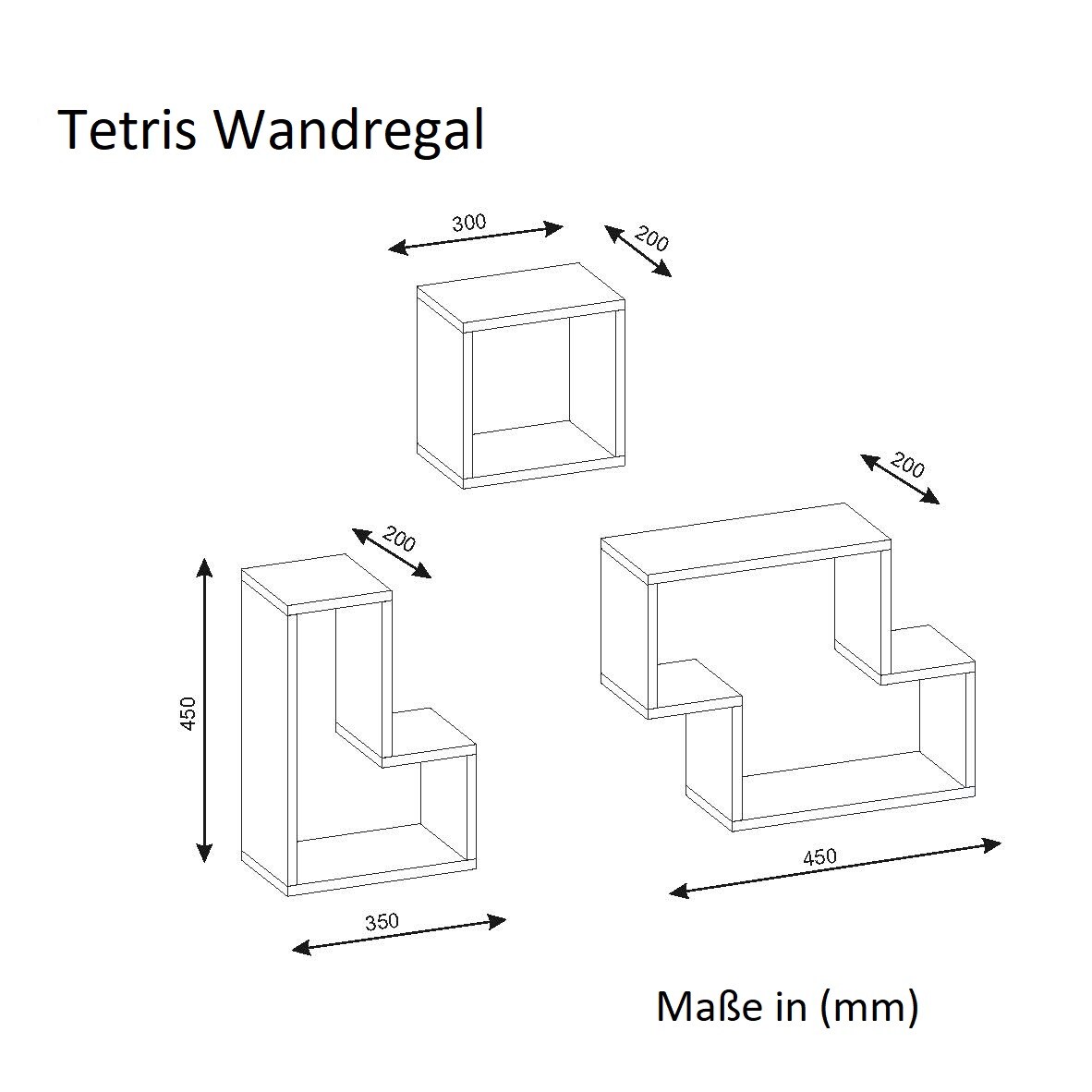 Wandregal Tetris Weiß
