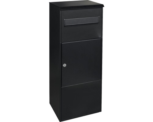 MEFA pakketbrievenbus, gegalvaniseerd staal, BxHxD 421/1010/344 mm, Eiken 480, gitzwart RAL 9005, structuurlak, toegang aan de voorzijde