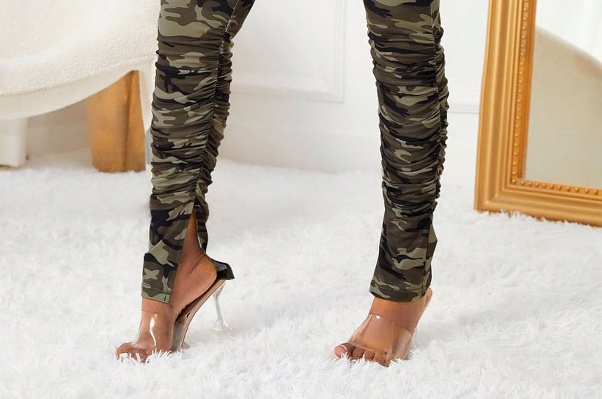 Miss Adams - Legging met hoge taille en camouflageprint