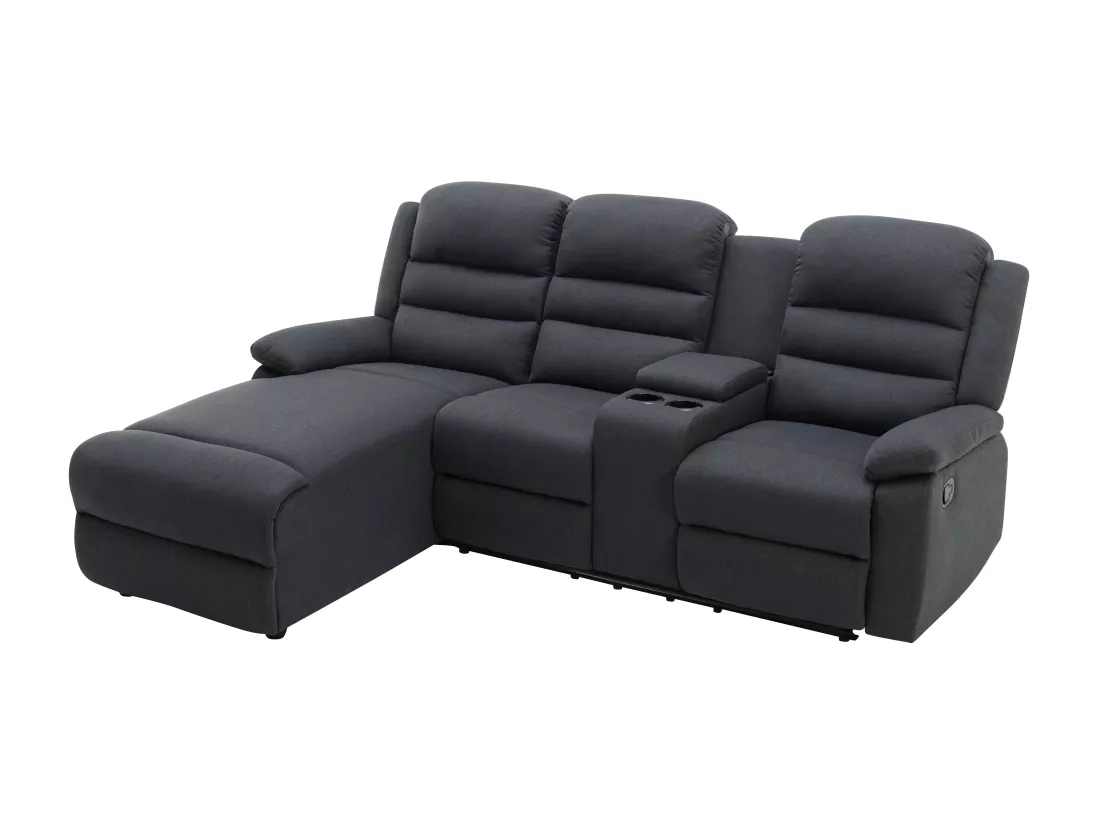 Canapé d'angle gauche relax en tissu anthracite MACEDONIA