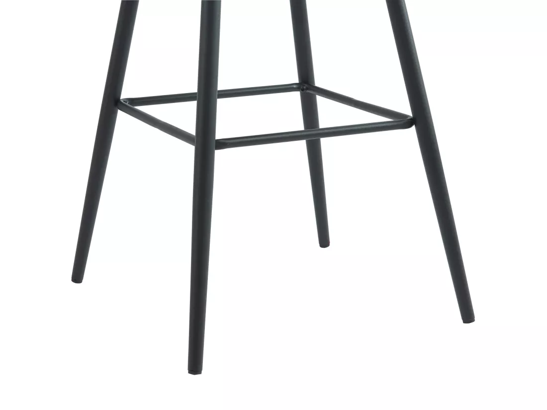 Lot de 2 tabourets de bar matelassé en velours et métal - Beige - OLLUA