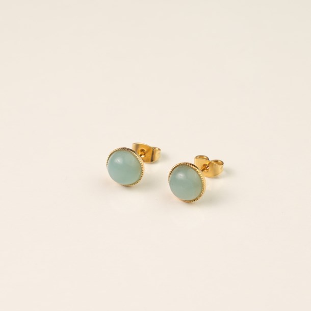 Puces rondes dorées - amazonite