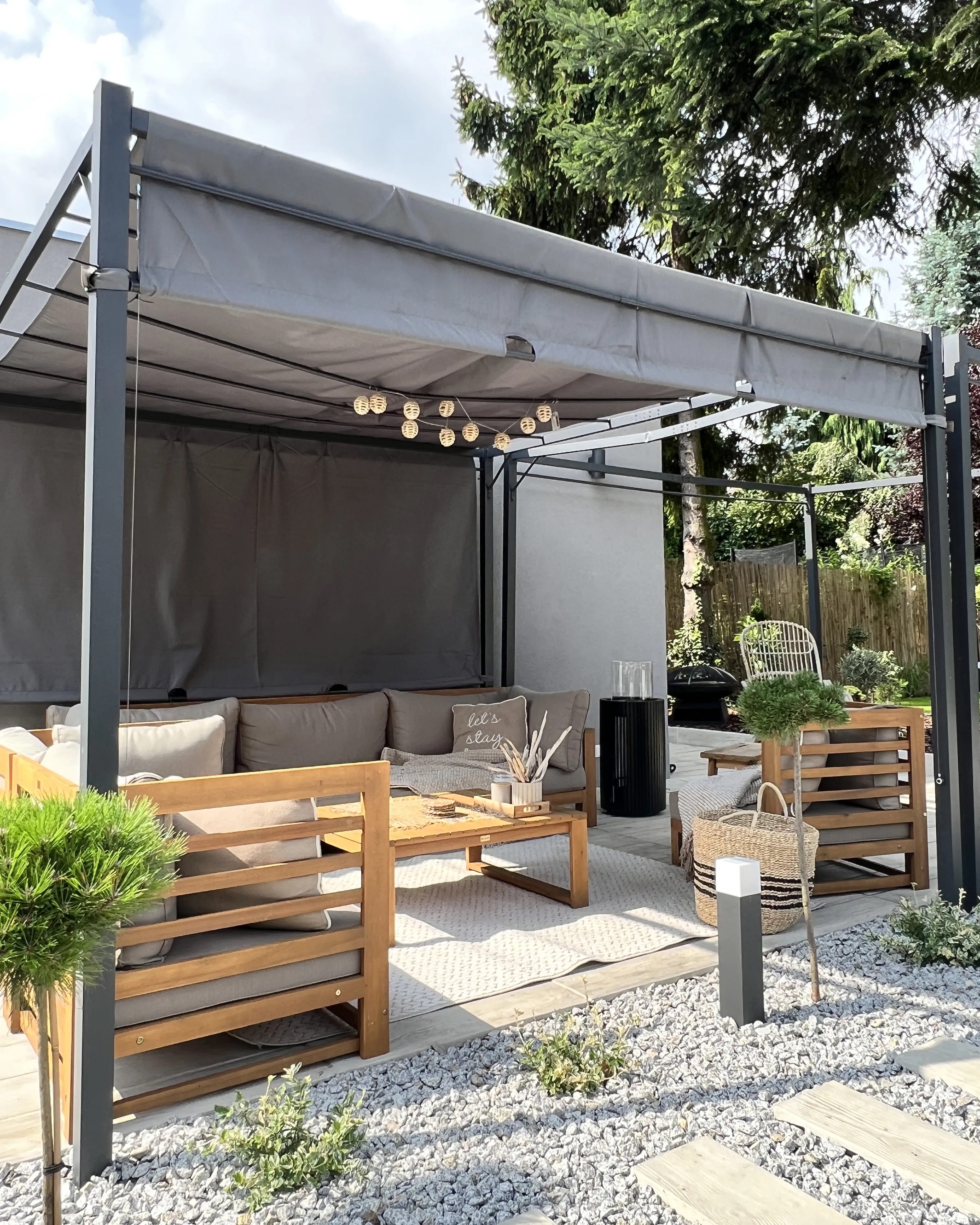 Paviljoen LED PARGA Metaal 310 cm 310 cm Donkergrijs