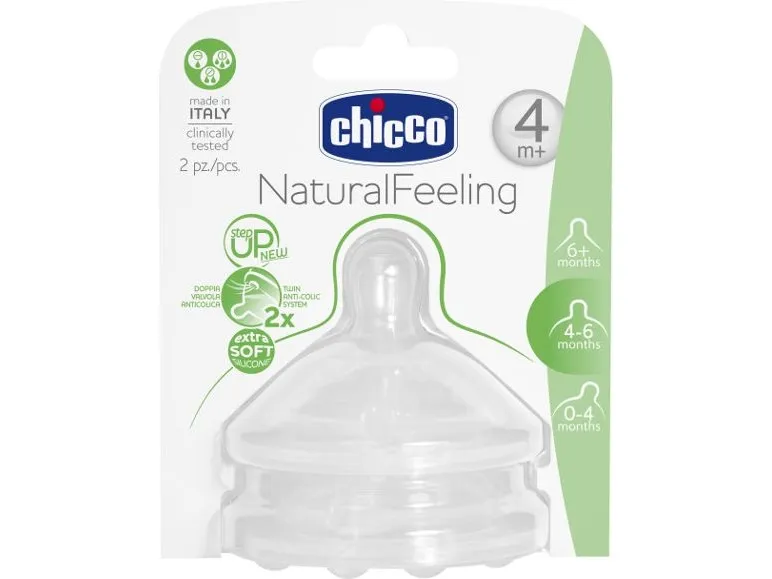 Chicco Natural Feeling, Anti-kolik ventil, Transparent, Silikone, 4 måned(er), 2 stk