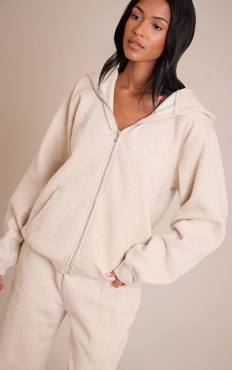 Avoine Sweat À Casynthétiqueche Zippé Chiné Grande Taille