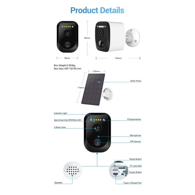 ESCAM QF370 3MP WiFi-kamera PIR Night Vision IP-kamera Solpanel