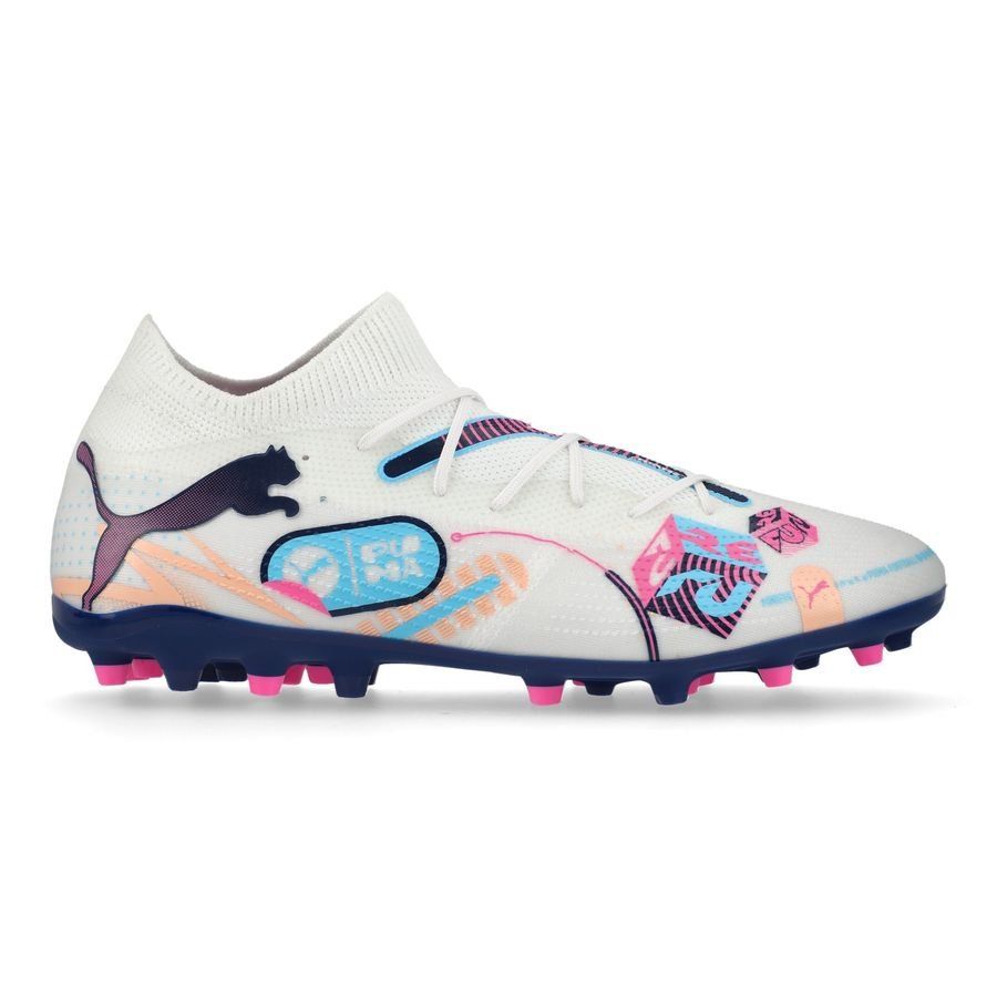 PUMA Future 7 Match MG Volume Up - Blanc/Bleu/Poison Pink/Fizzy Melon