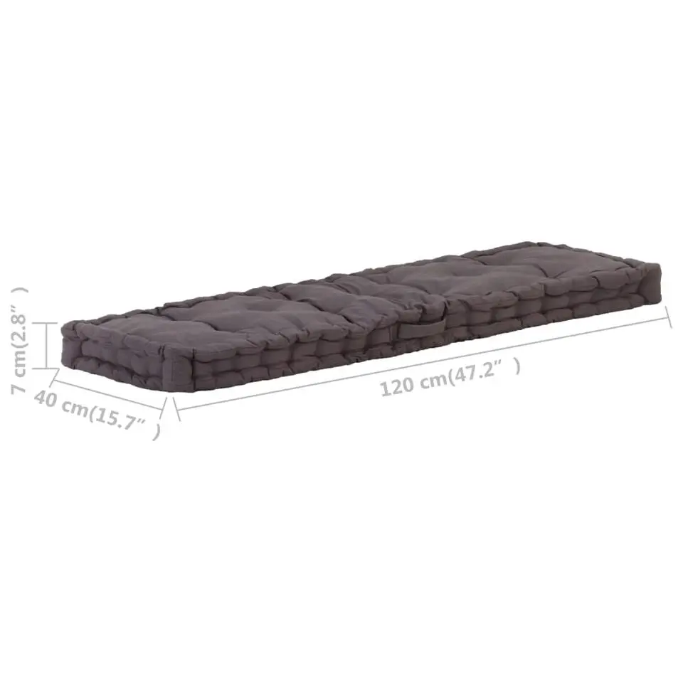 vidaXL - Palletkussen - Antraciet - Katoen - 120 x 40 x 7 cm