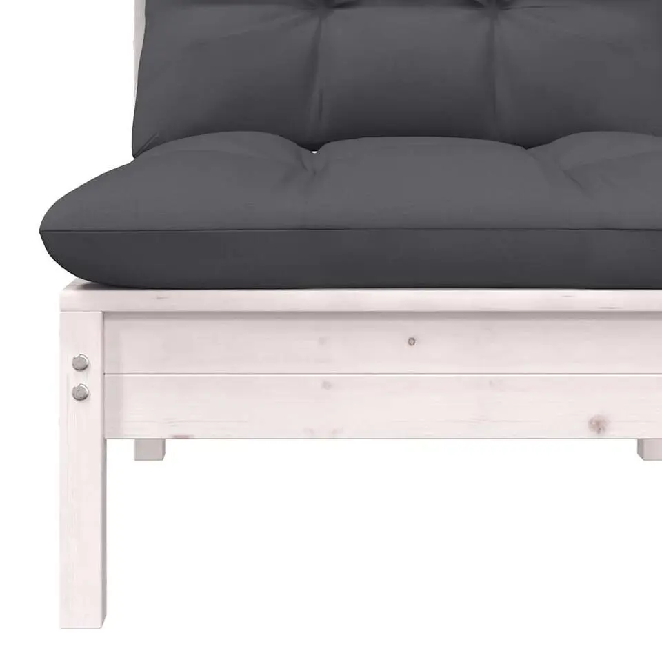 vidaXL - Loungeset - Wit - Grenenhout - 3 stuks - Met kussens