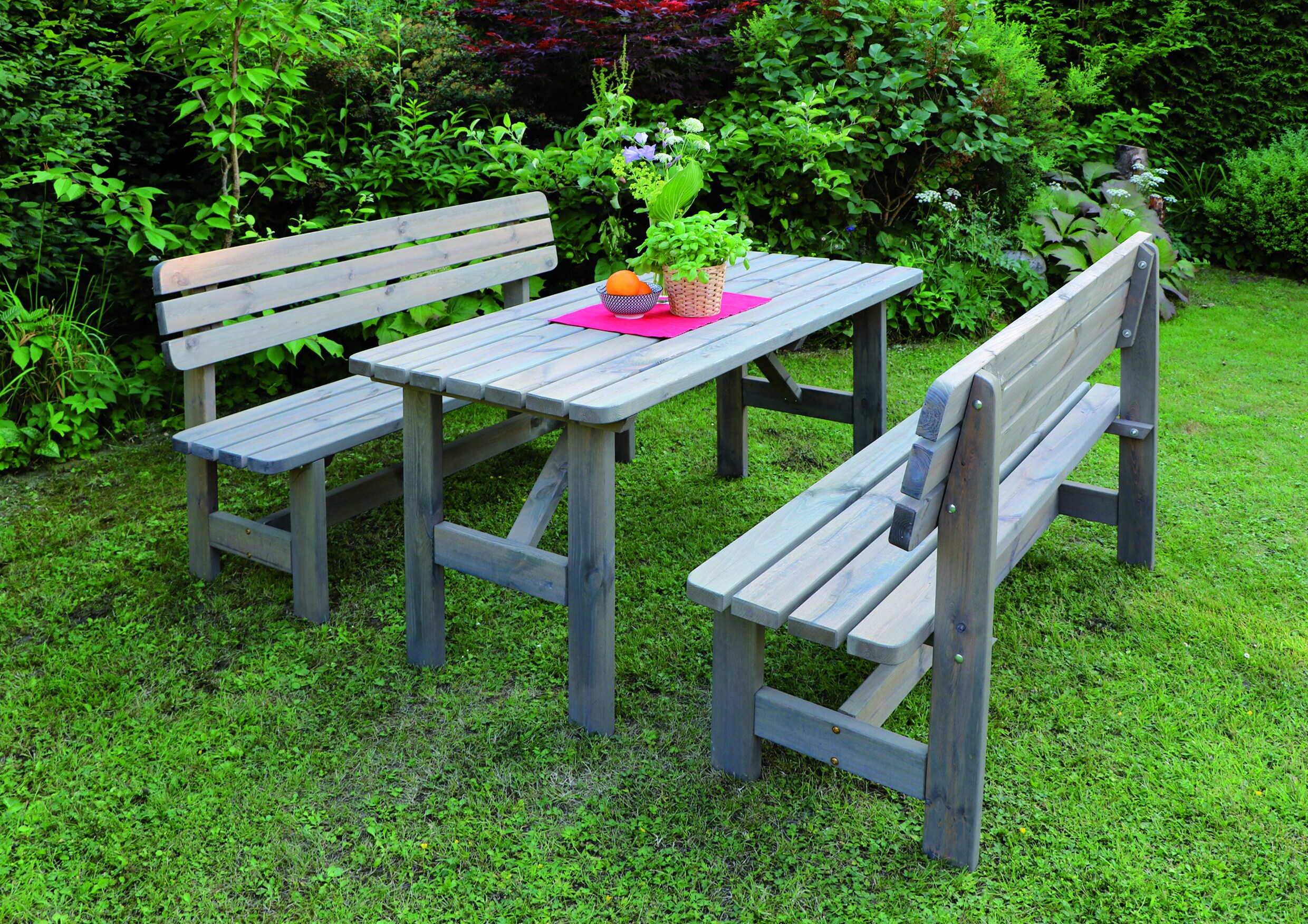 Promadino Promex Handels GmbH, Steinbrückerstraße 2-4, 23556 Lübeck, service@promex-online.de Holz-Garnitur Summer grau