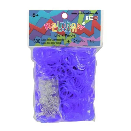 Idena Rainbow Loom / 600 Gummibänder + 24 Clips / Farbe: lila