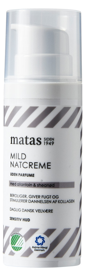 Matas Striber Mild Natcreme til Sensitiv Hud Uden Parfume 50 ml