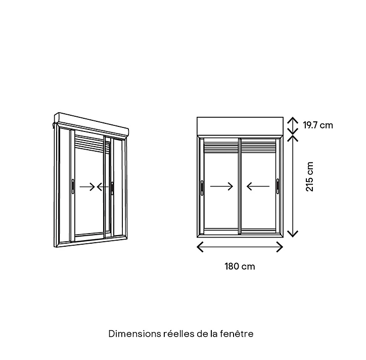 Baie vitrée coulissante alu + volet roulant électrique Goodhome blanc - l.180 x h.215 cm - Uw 1,7