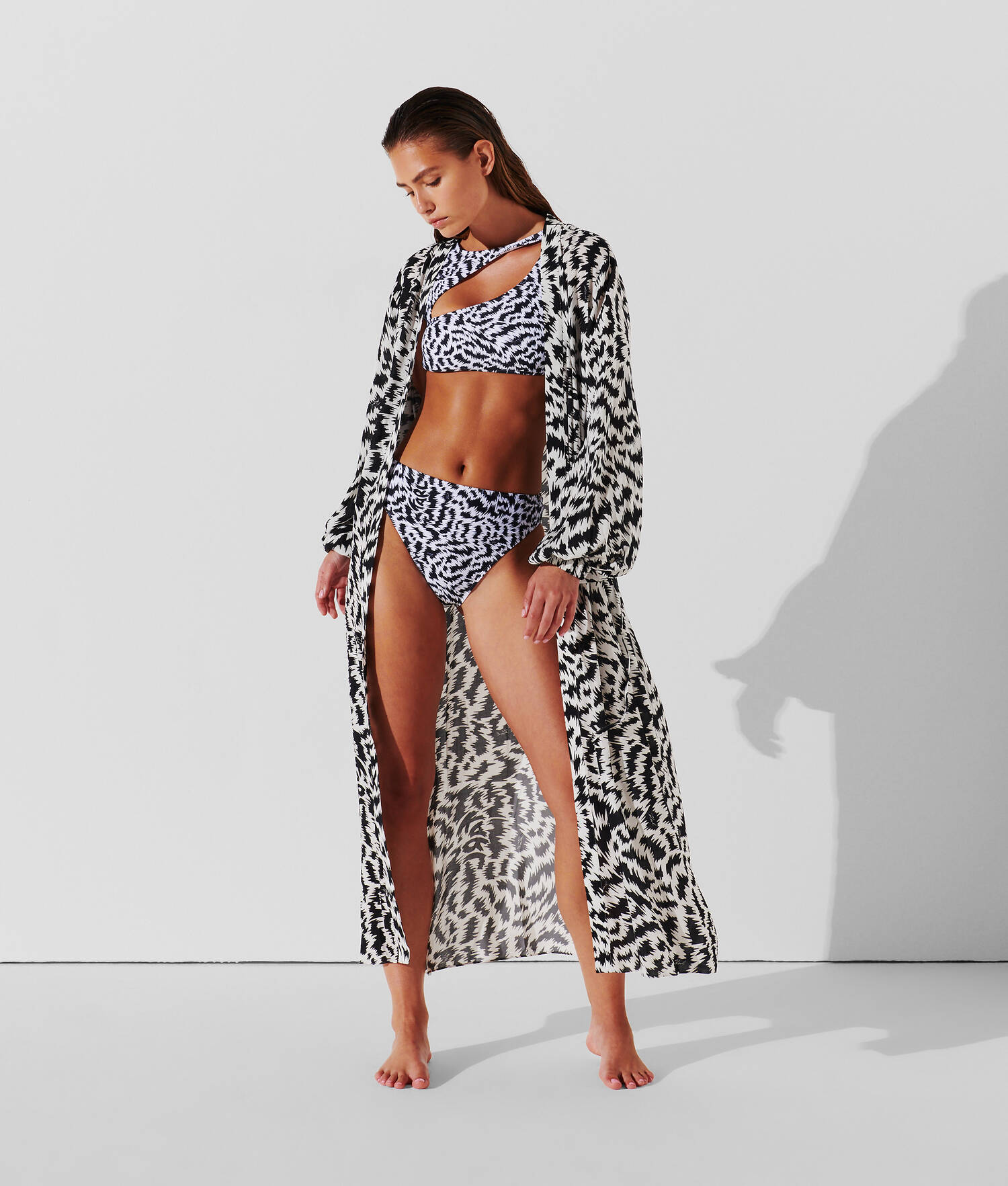 KIMONO DE PLAGE À IMPRIMÉ ANIMALIER