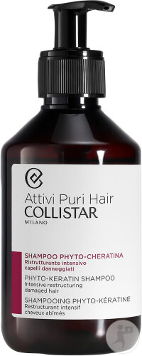 Collistar Attivi Puri Hair Shampoing Phyto-Kératine Cheveux Abîmés Flacon Pompe 250ml