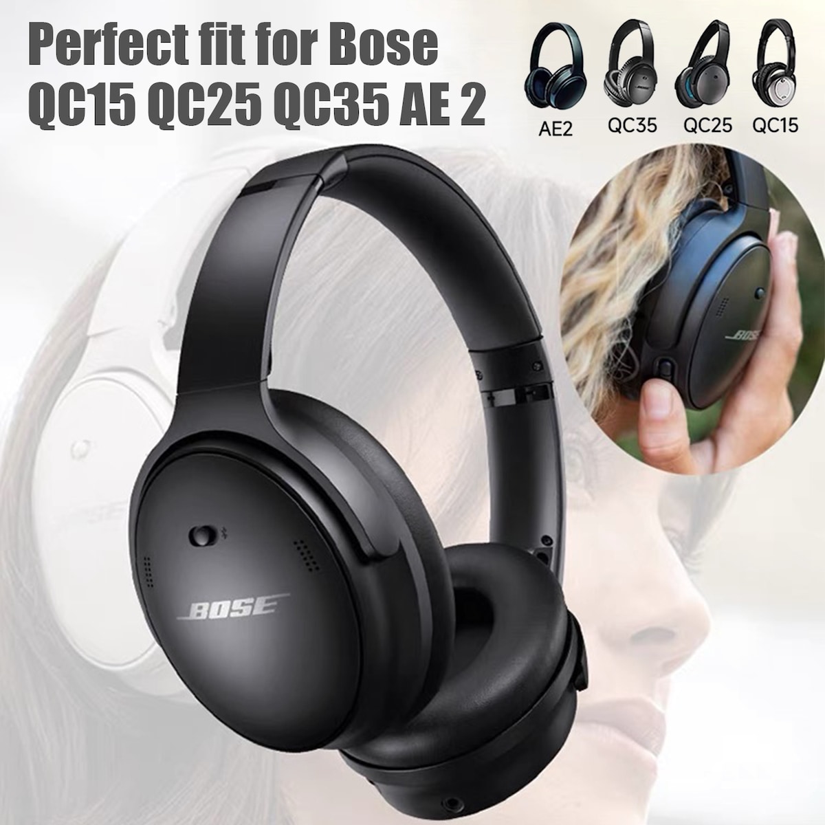 Erstatnings-øreputer for Bose QC15 QC25 QC35 AE 2 Beige