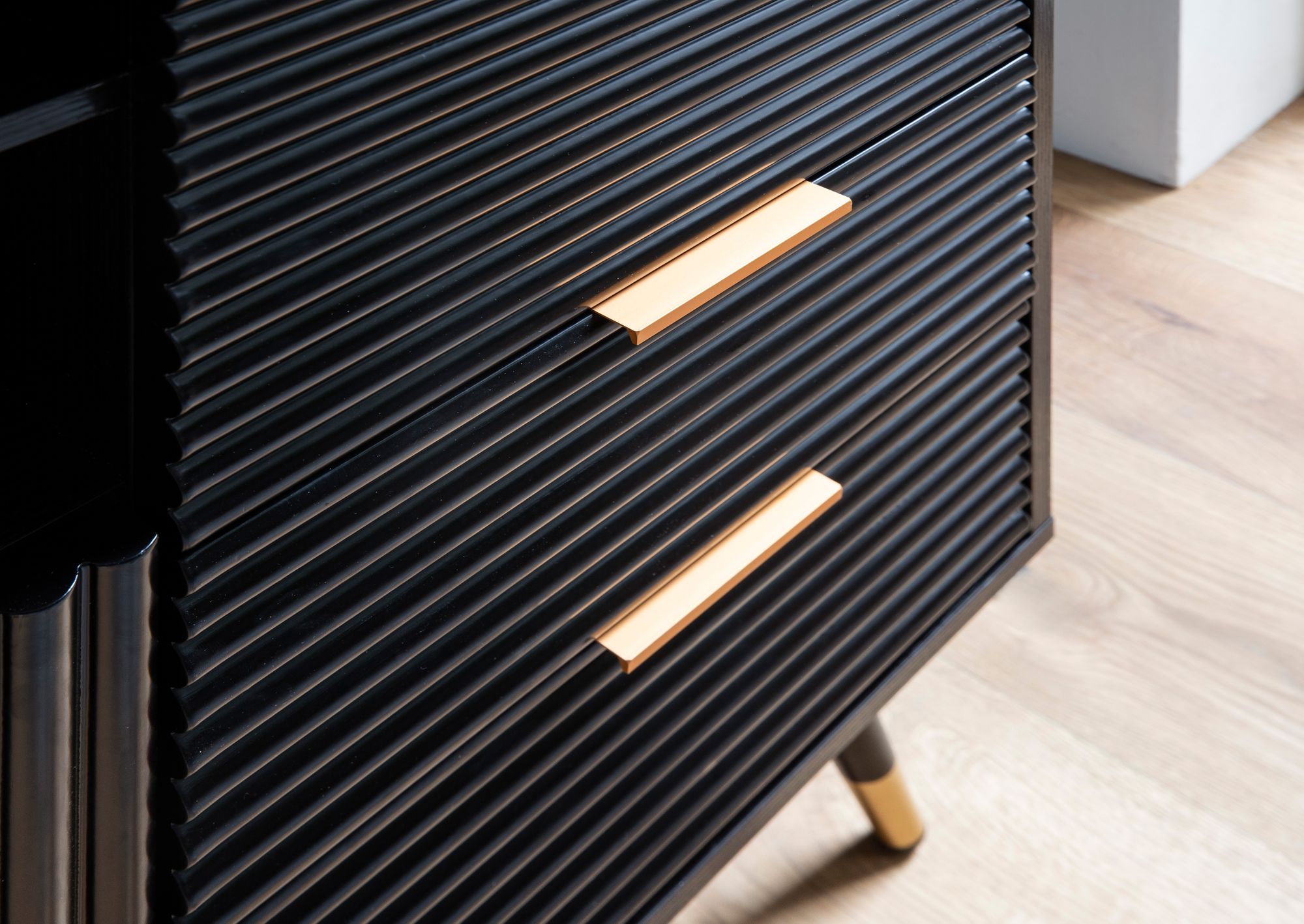 Sideboard FineBuy Kommode Schwarz Eiche Dekor Anrichte Standschrank mit Regal