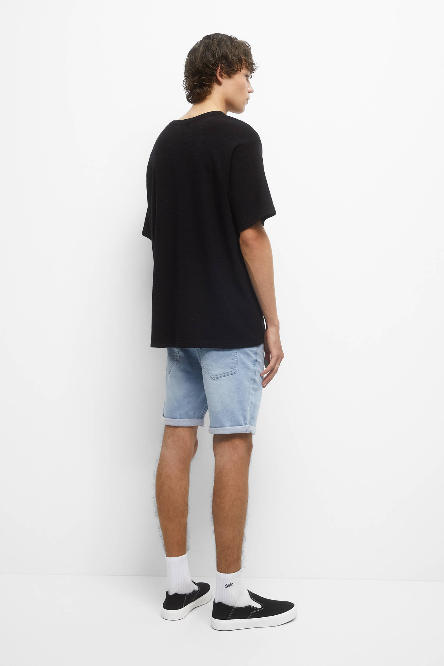Bermuda jeans lavada - azul claro