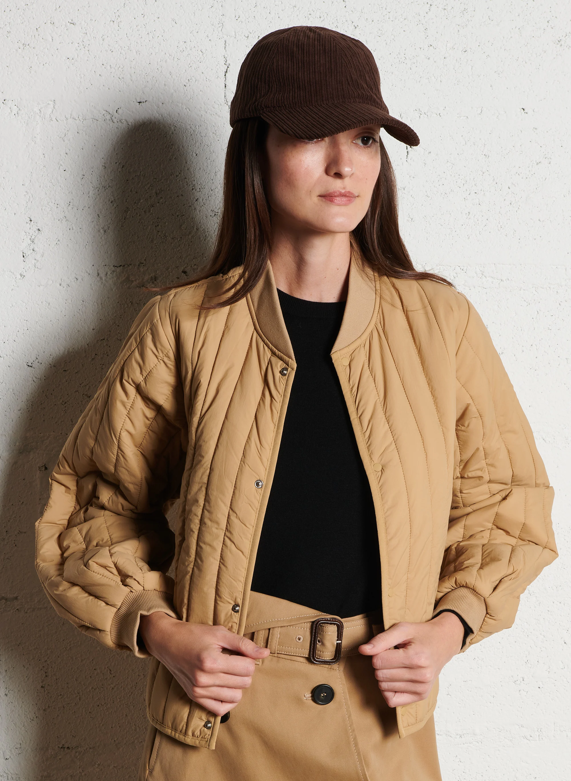 BANJA - Veste droite col teddy matelassée | Beige