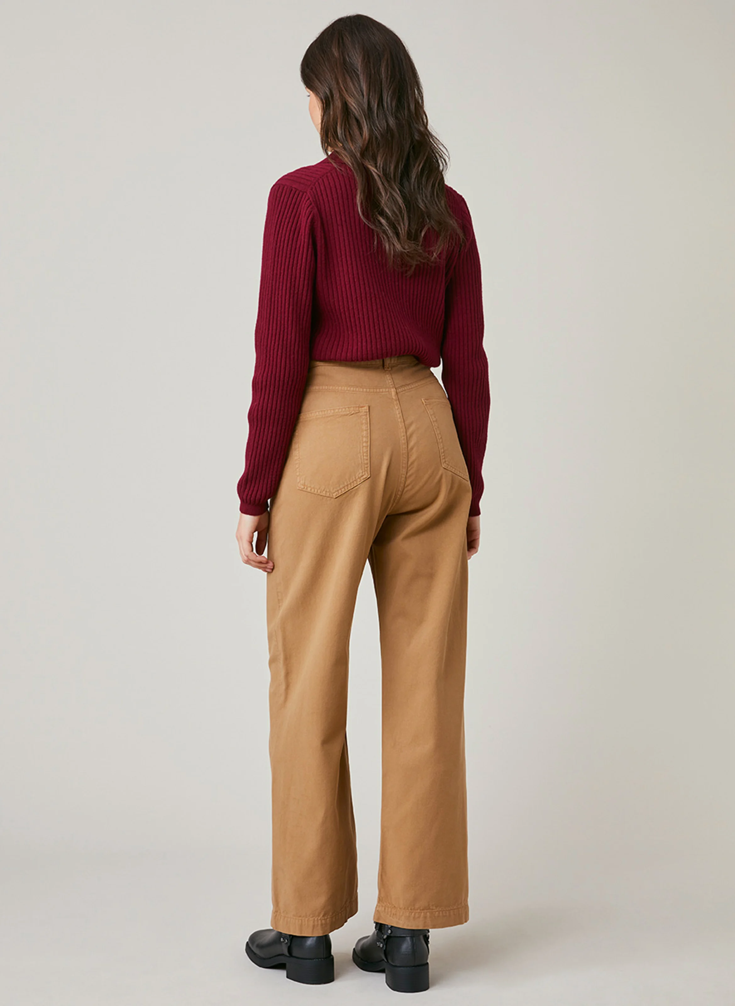 FORALIA - Pantalon large en coton mélangé | Marron