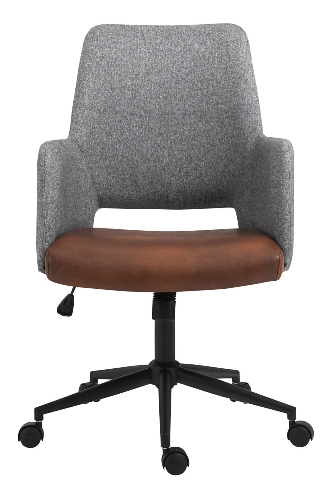 Bürostuhl Luca Lederlook Braun - Stoff Grau