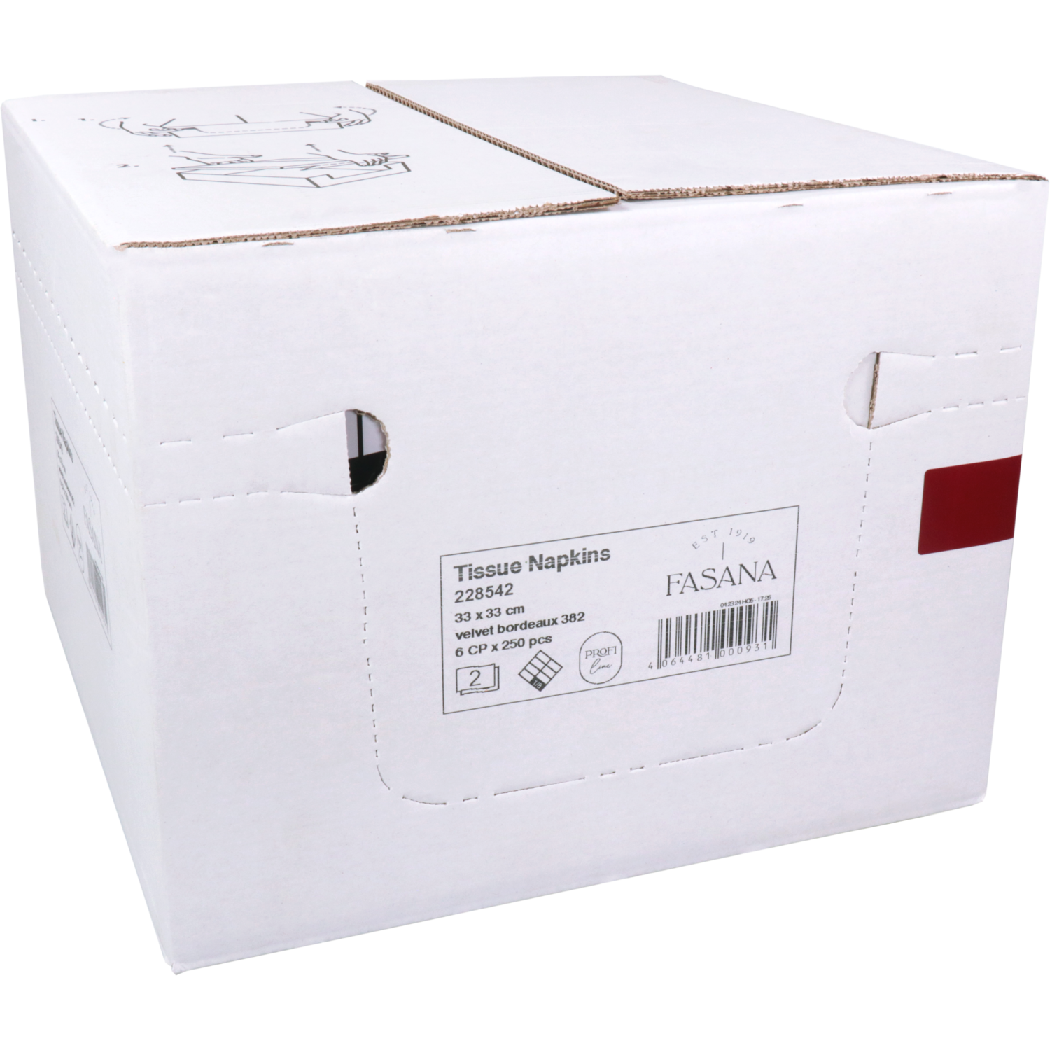 Servet, 1/8 vouw, 2-laags, 33x33cm, cellulose, bordeaux