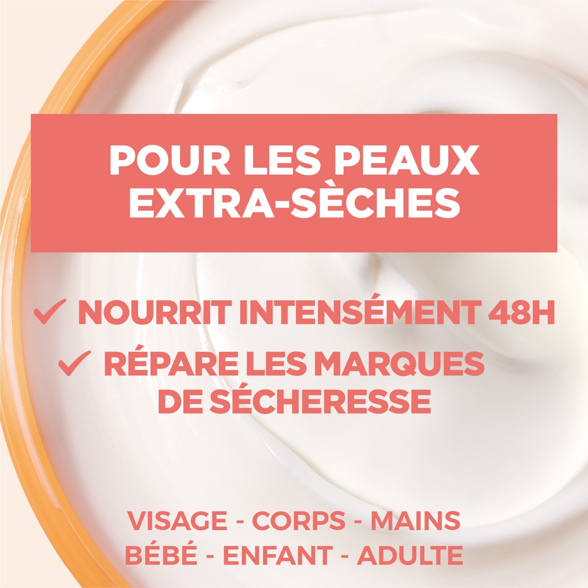 Crème hydratante réparatrice - Peaux extra sèches - Corps & visage - 400 ml