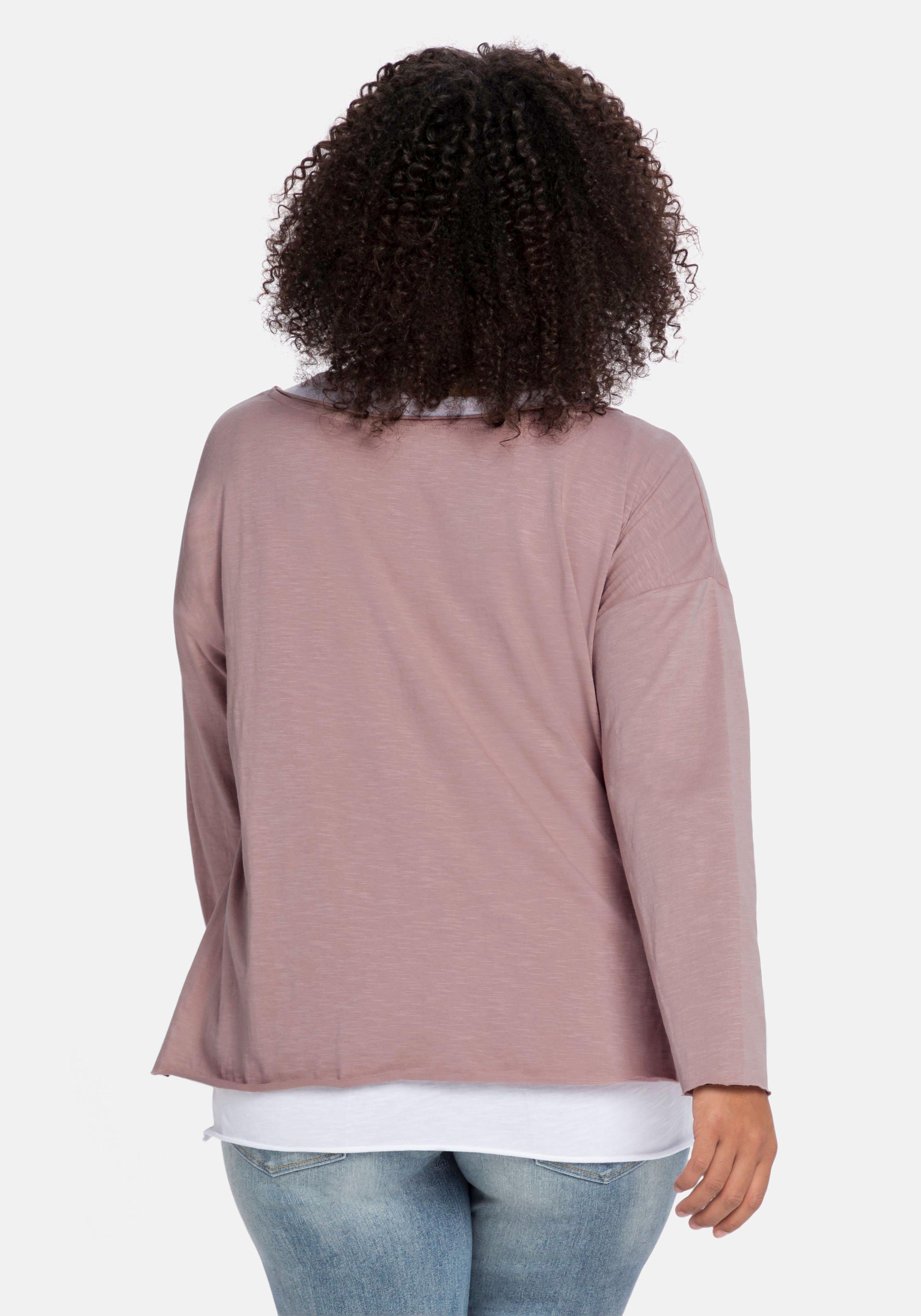 Langarmshirt im Layeringlook, mit Rollkanten