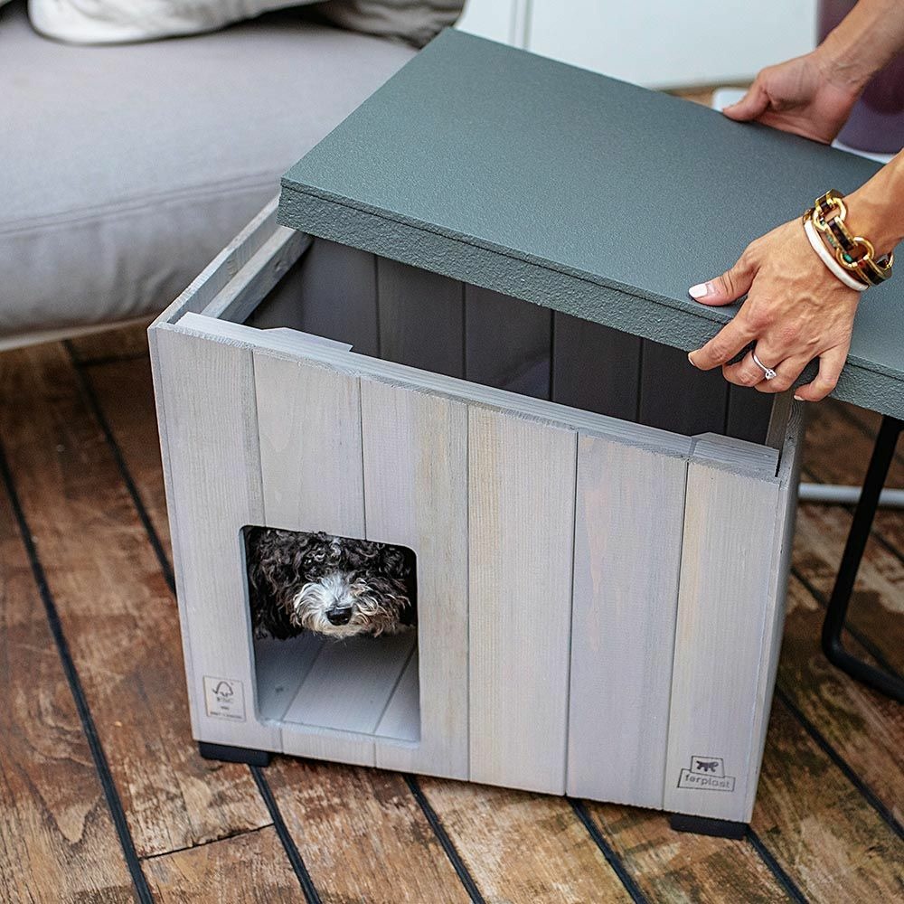 Niche pour extérieur, maison pour chiens argo 50 en bois fsc avec vernis atoxique, résistant aux u.v.