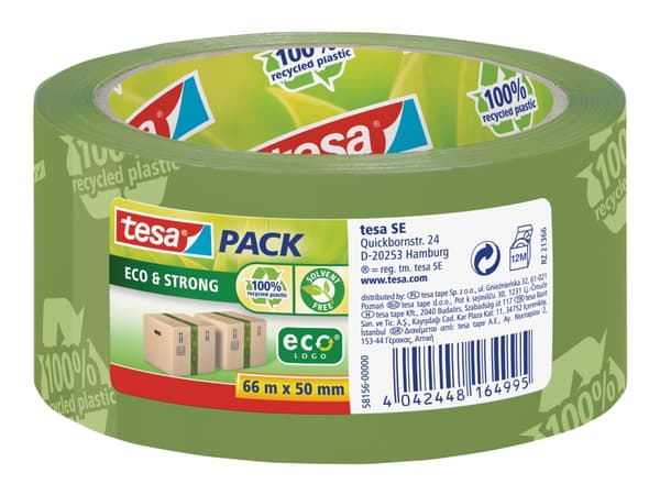 Tesapack Eco & Strong - Pakketape - 50 mm x 66 m - polypropylen - grønn