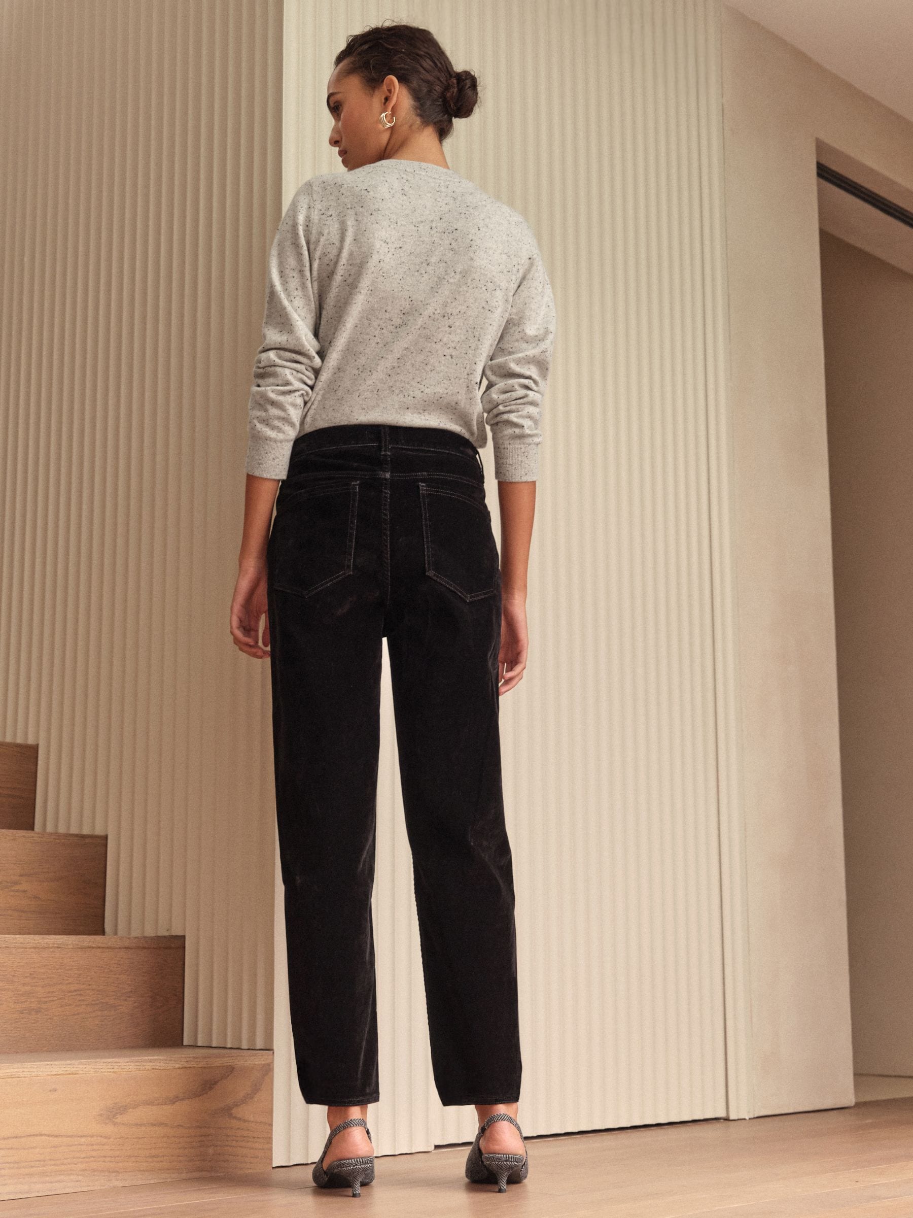 Zwart - N. Premium gevlokte comfortabele stretchy Denim Barrel Jeans