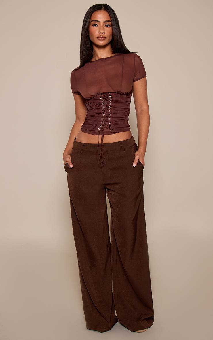 Chocolat Top Petite En Mesh Avec Laçage Devant