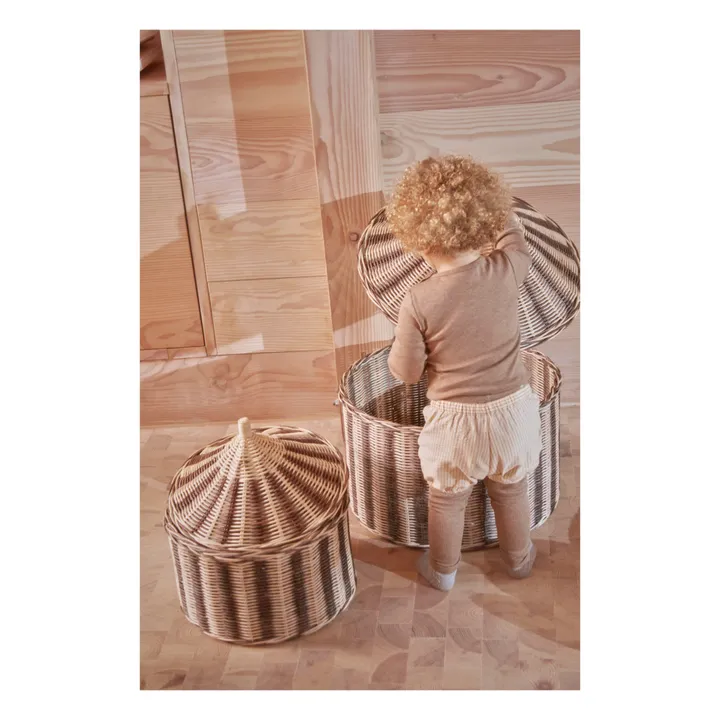Oyoy Mini Panier de rangement Cirque en rotin - Set de 2 | Noisette