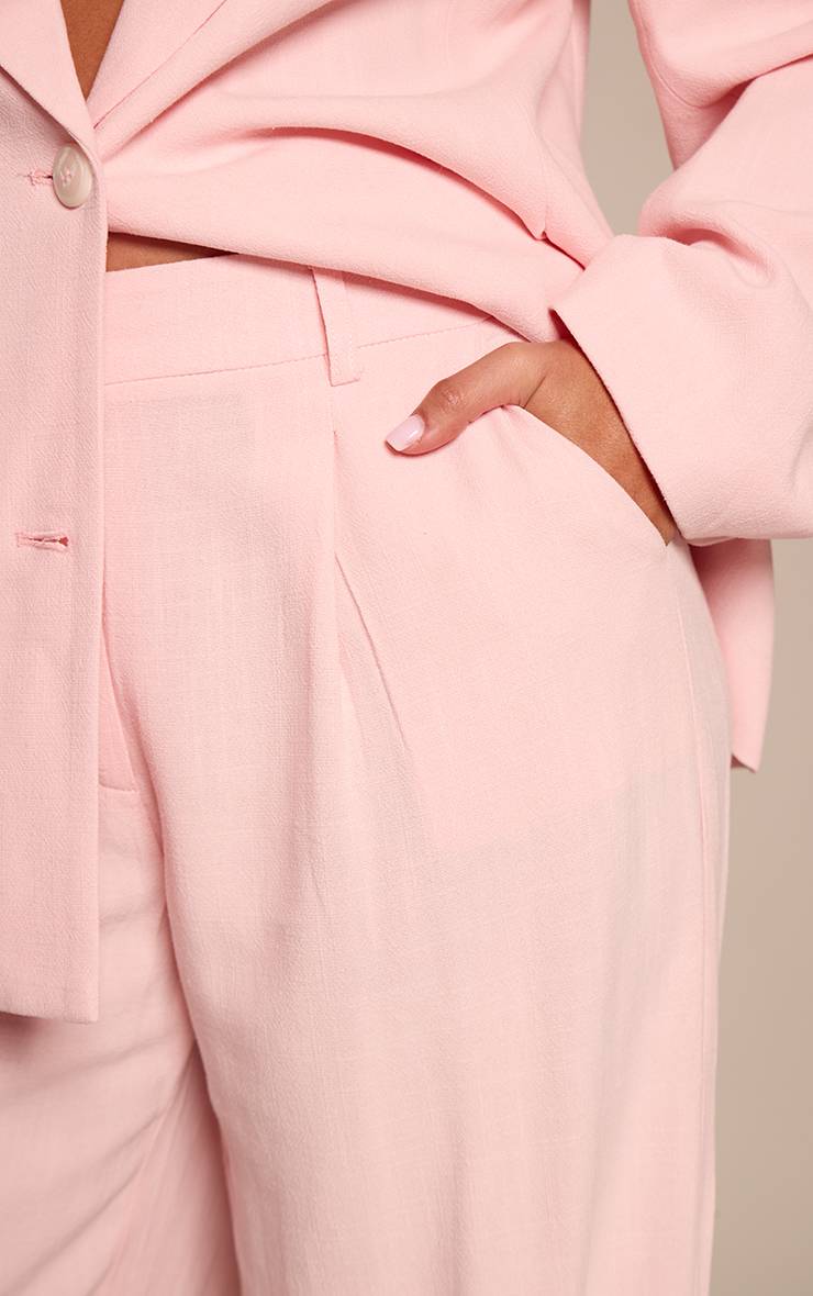 Rose Bébé Pantalon Coordonné Petite Aspect Lin Avec Détail De Plis