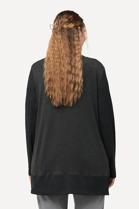 Sweatjacke, Waffelstruktur, offene Form, Langarm