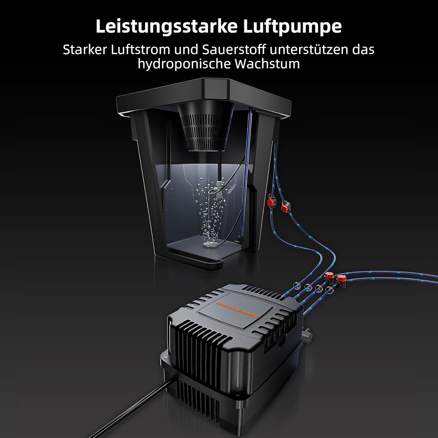 Spider Farmer DWC Hydrokultur Anbausystem mit 27 Liter/7 Gallonen Tiefwasserkultur, Neues Dreieckige Abdeckung Design, Umwälzendes Drip Garden System mit Topf-Tropfkit, 12W Luftpumpe, 4 Eimer