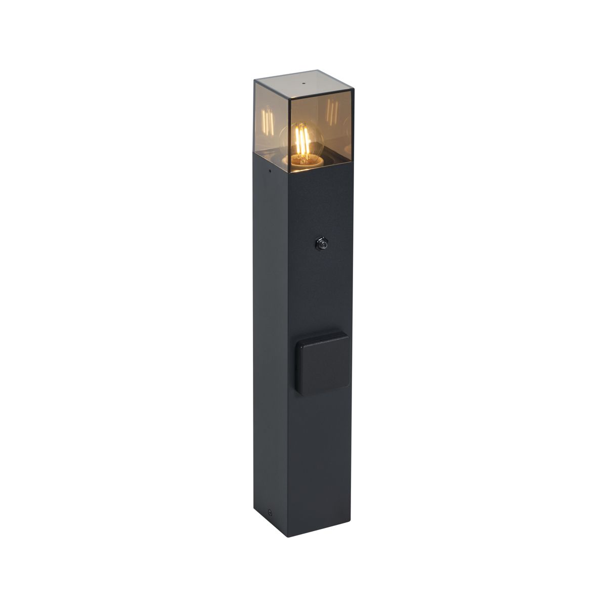 Modern buiten paaltje zwart met smoke glas 50cm met schemersensor IP44 - Denmark