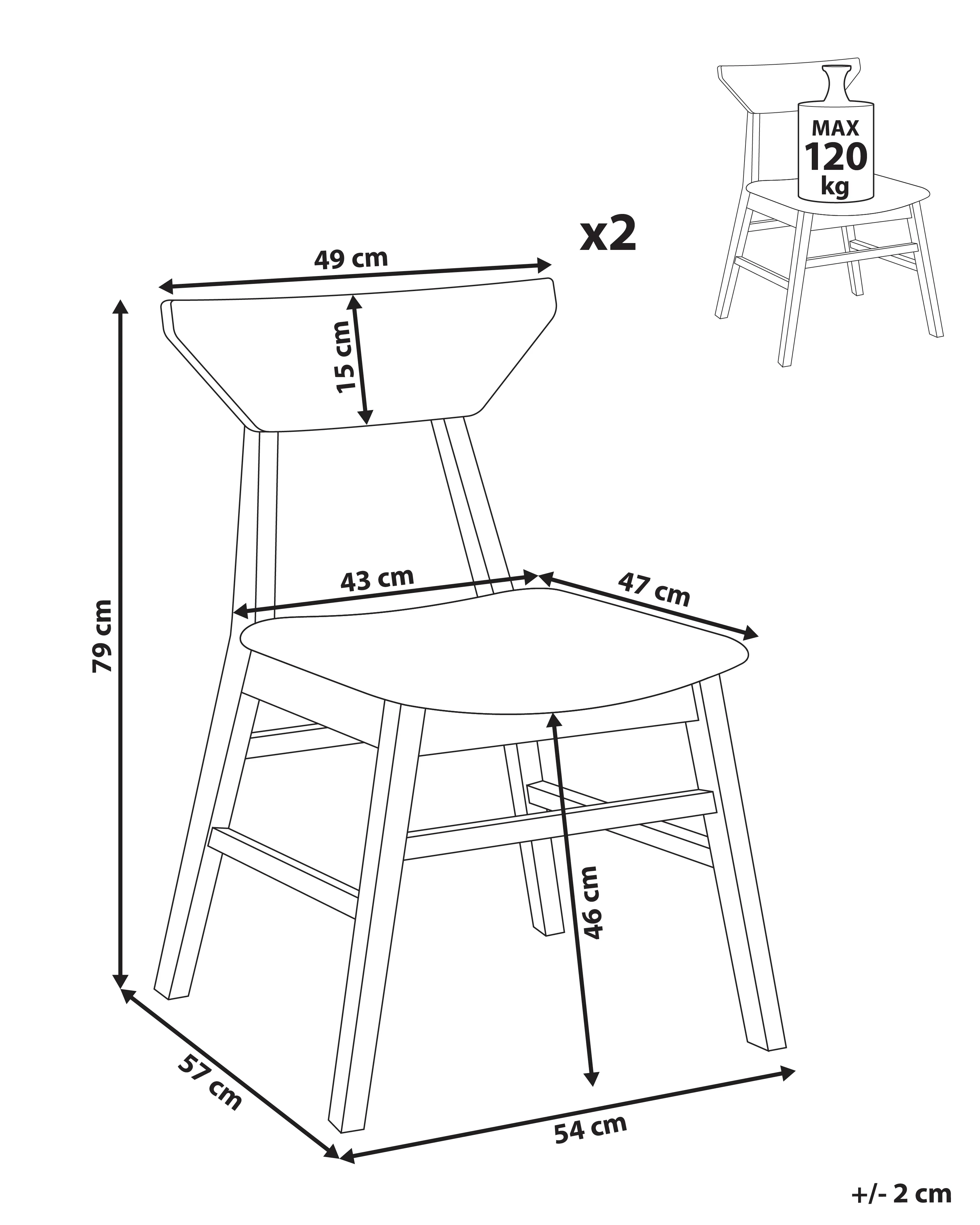 Set van 2 eetkamerstoelen HOPKINS Hout Lichtbruin