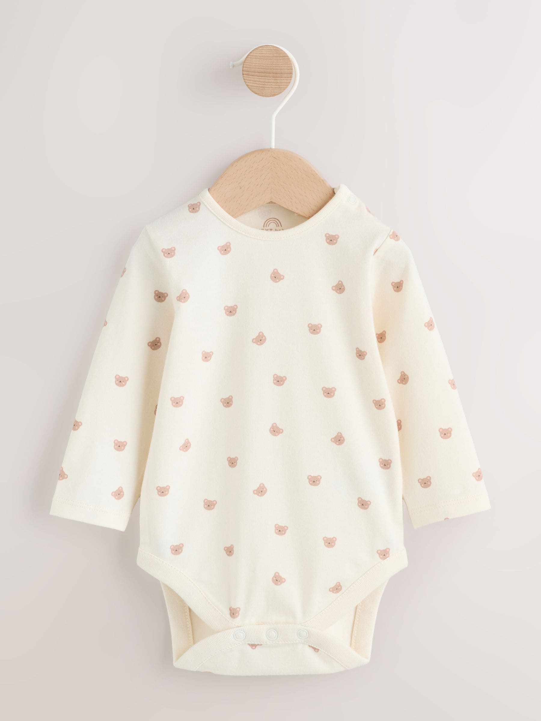 Neutraal met beren - Pinafore-jurk met babykoord en rompertje met lange mouwen, 2 -delige set (0mnd-2jr)