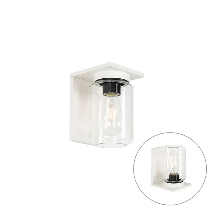 Moderne wandlamp wit met helde glas IP54 - Marshall