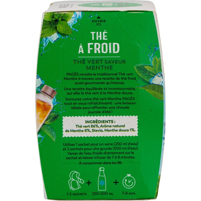 Thé à froid saveur menthe Pagès - Boîte de 20 sachets