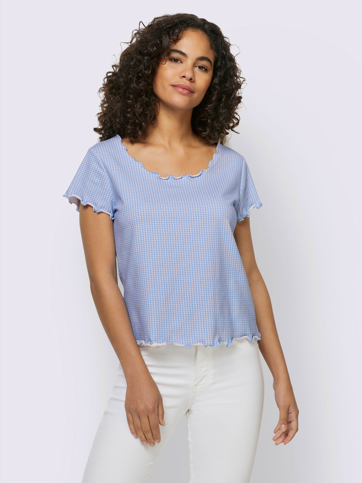 T-shirt imprimé joli ourlet ondulé