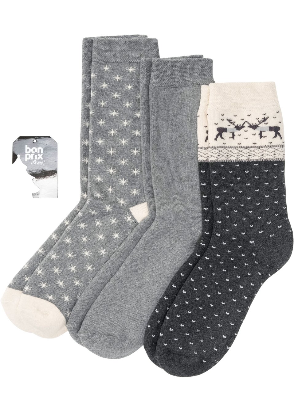 Lot de 3 paires de chaussettes thermo avec carte message pour cadeau