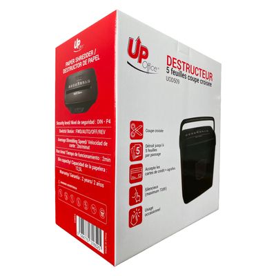 Up office UOD-509 - destructeur de documents coupe croisée - 5 feuilles - Corbeille 12,5 litres