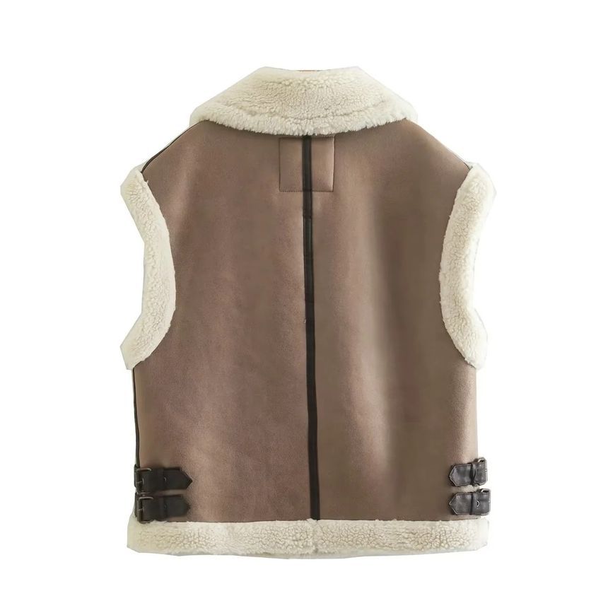 Avauntgardo - Vest met rits en contrasterende imitatiebont