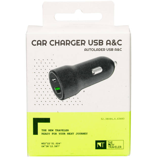 Auto oplader USB A en C