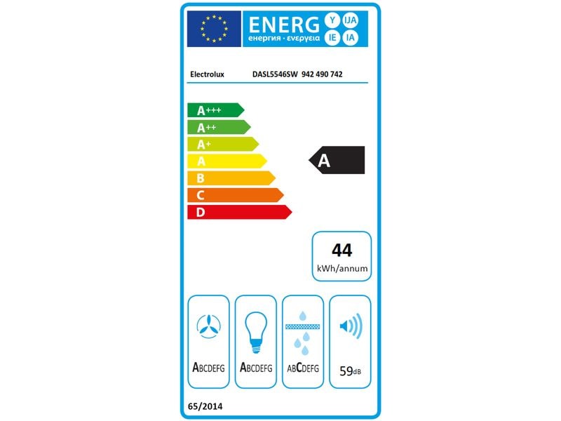 Electrolux Flachschirmhaube DASL5546SW 3   intensiv Stufen Dunstabzug für Abluft und Umluftbetrieb