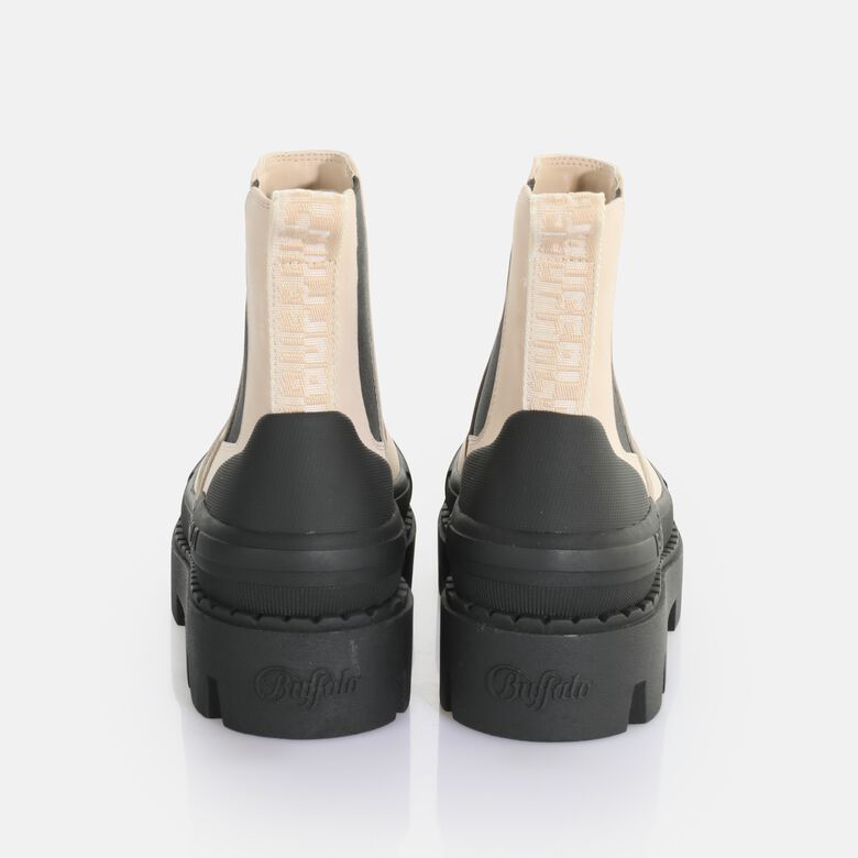 Raven Chelsea Bottines vegan, crèmenoir