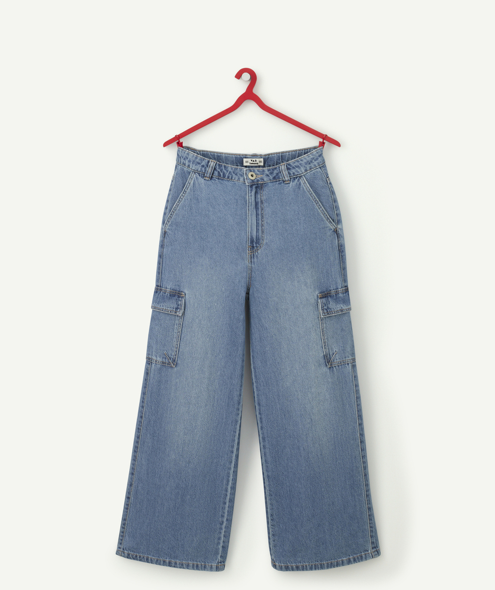 PANTALON CARGO FILLE EN DENIM BLEU LOW IMPACT