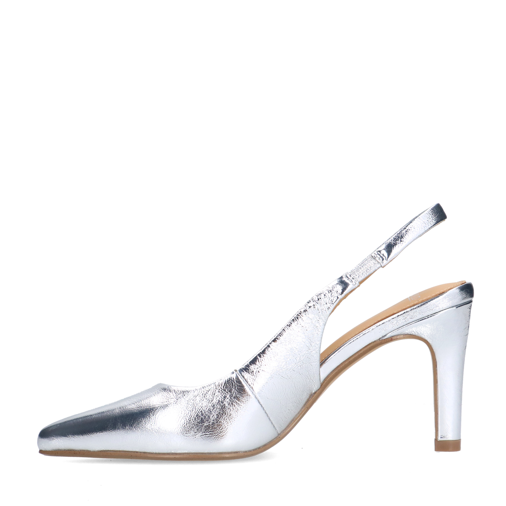 Zilverkleurige leren slingbacks